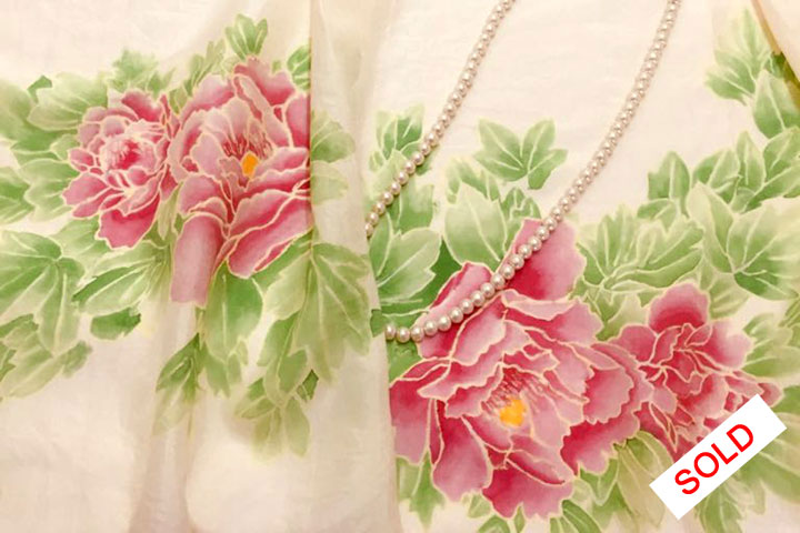 Silk painted with Peonies